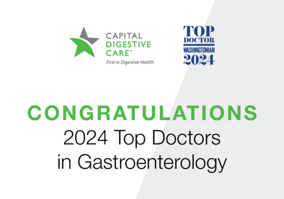 Image with text that says Congratulations 2024 Top Doctors in Gastroenterology.